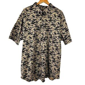 Foundry Supply Co Men Short Sleeve Shirt Cotton Spandex Big Tall 2XLT Black Tan
